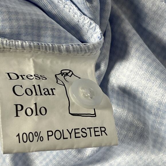 Collars & Co Polo Shirt Mens L Blue Houndstooth Performance Golf Dress Collar - Picture 7 of 8